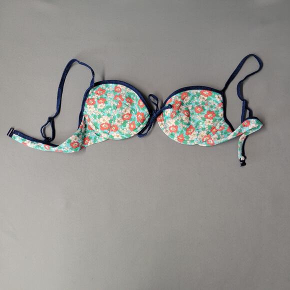 Agua Doce Brazilin Cheeky Bikini Swimsuit Womens M Blue Floral Underwire Padded - Picture 4 of 16